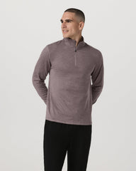 Vuori Ponto 1/2 Zip Mock Neck Men's Huckleberry Heather Top