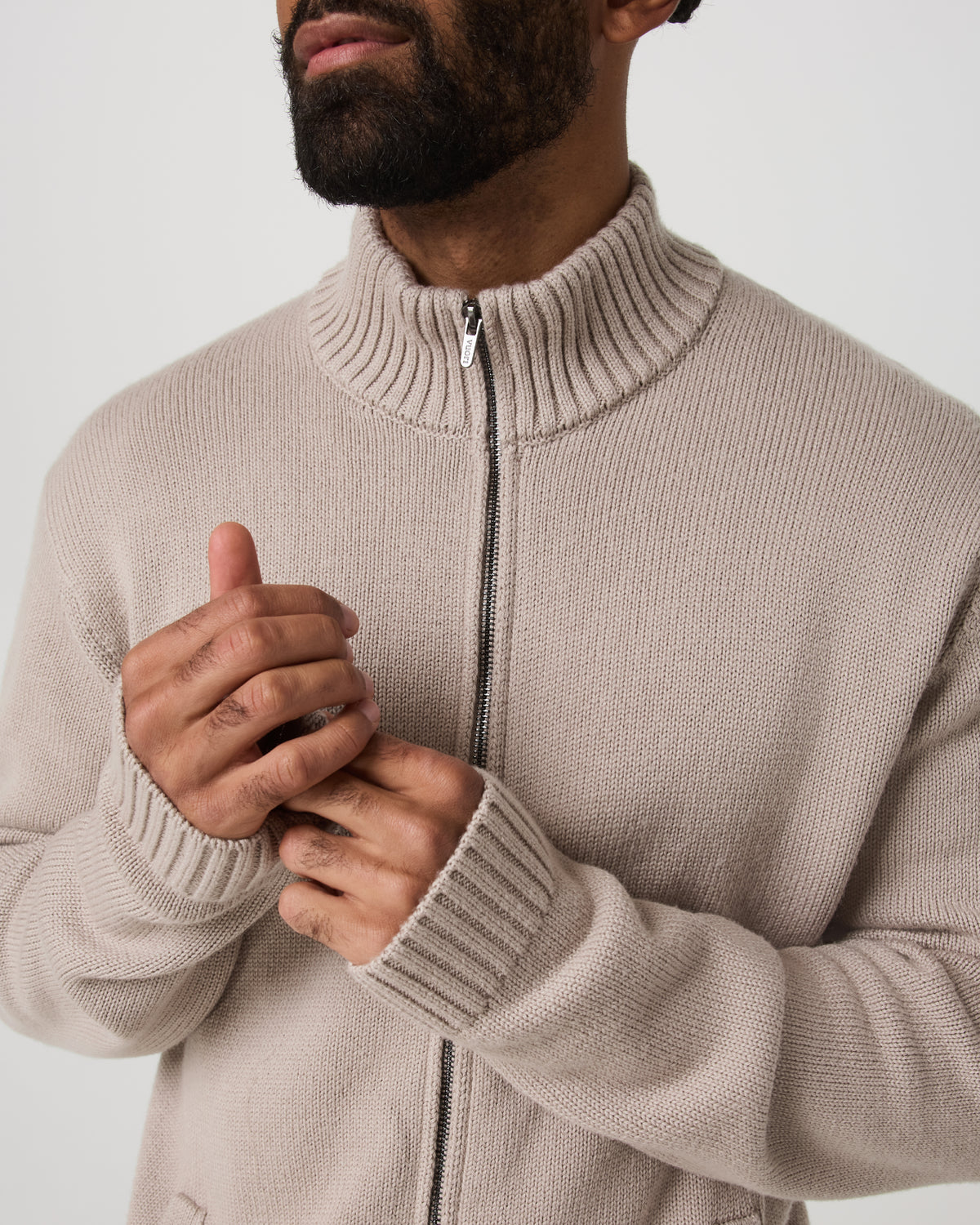 Vuori Denver Full Zip Sweater Men's Willow Grey Zip Sweater