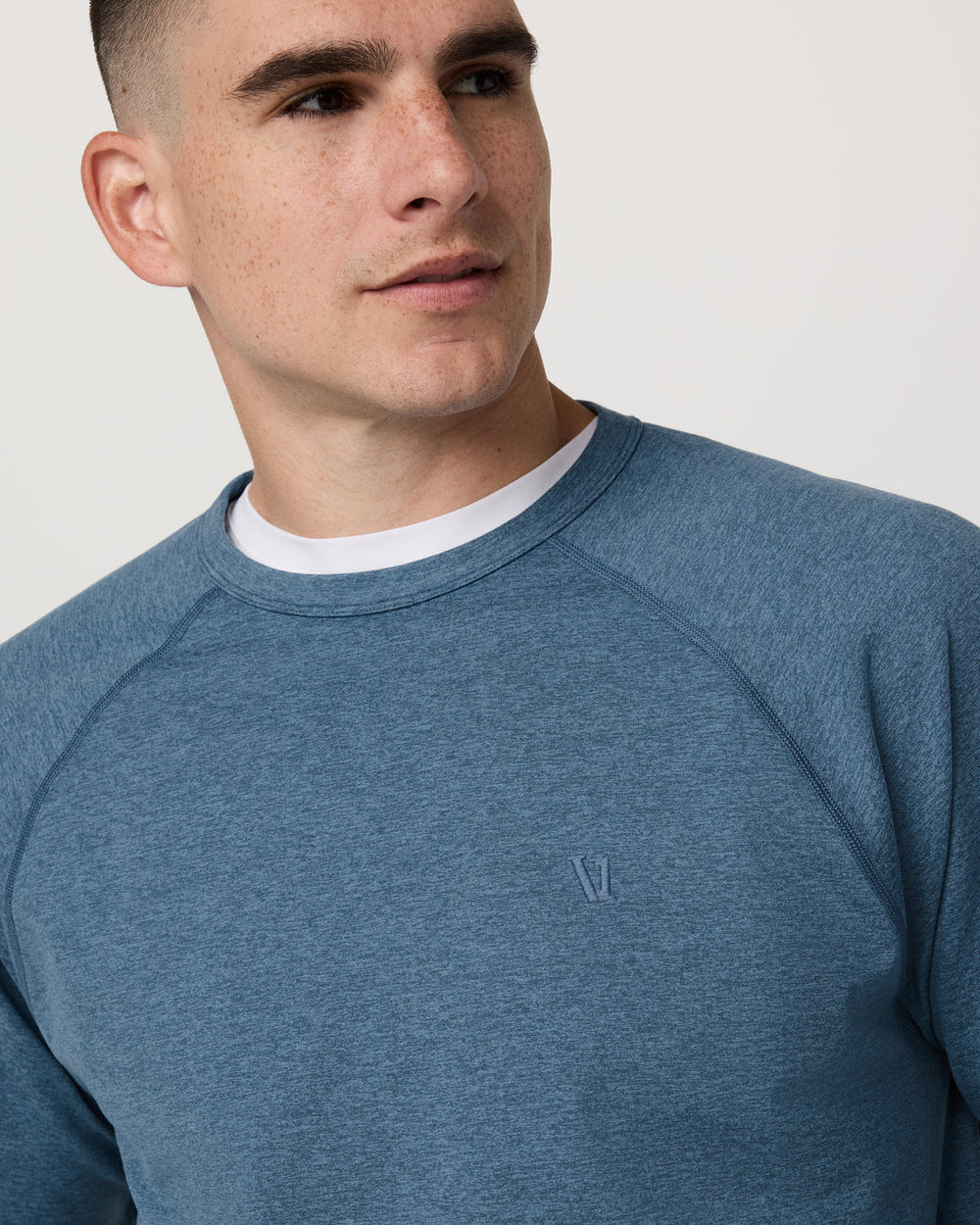 Vuori Coronado Crew - Relaxed Fit Pool Blue Heather Crewneck