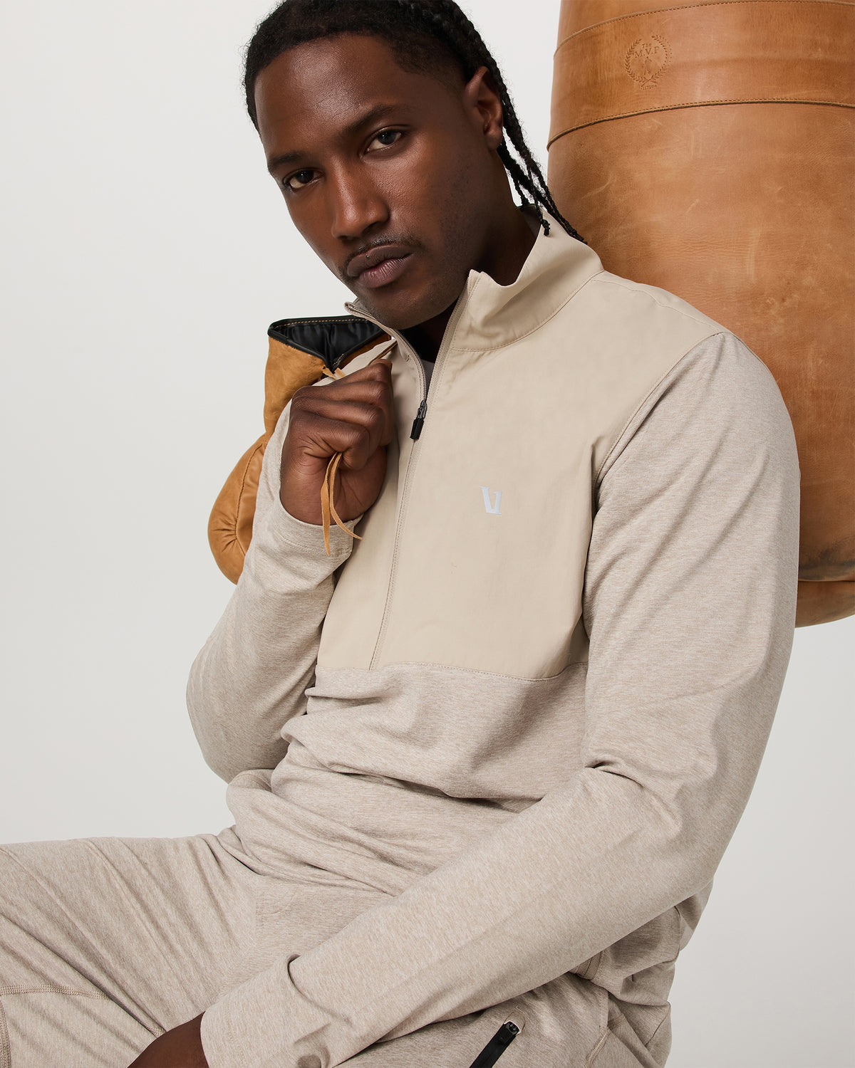 Vuori Sunday Element 1/2 Zip Men's Toast Heather Pullover