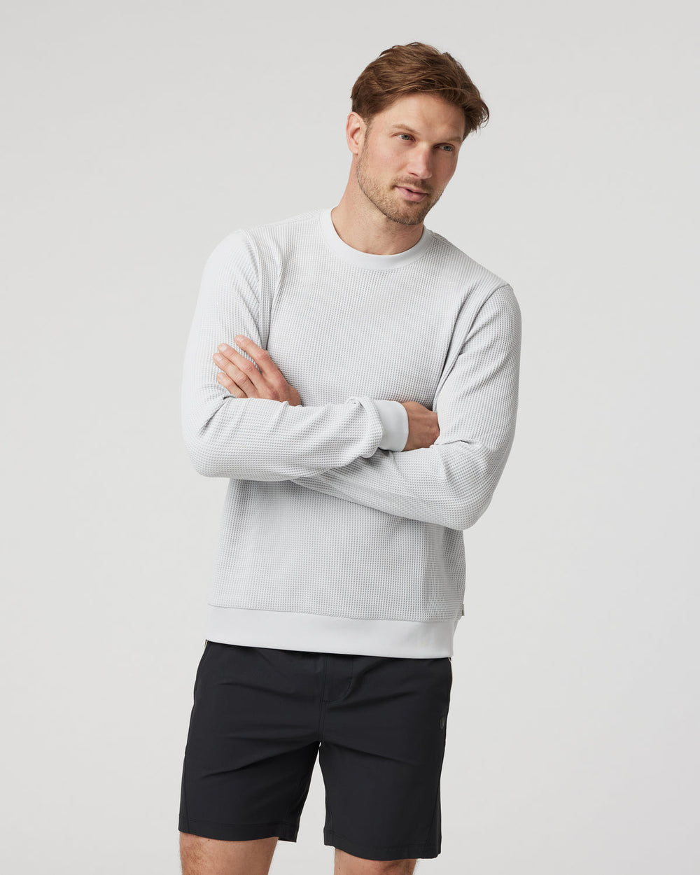 Vuori Jamestown Crew Men's Frost Grey Waffle Crewneck