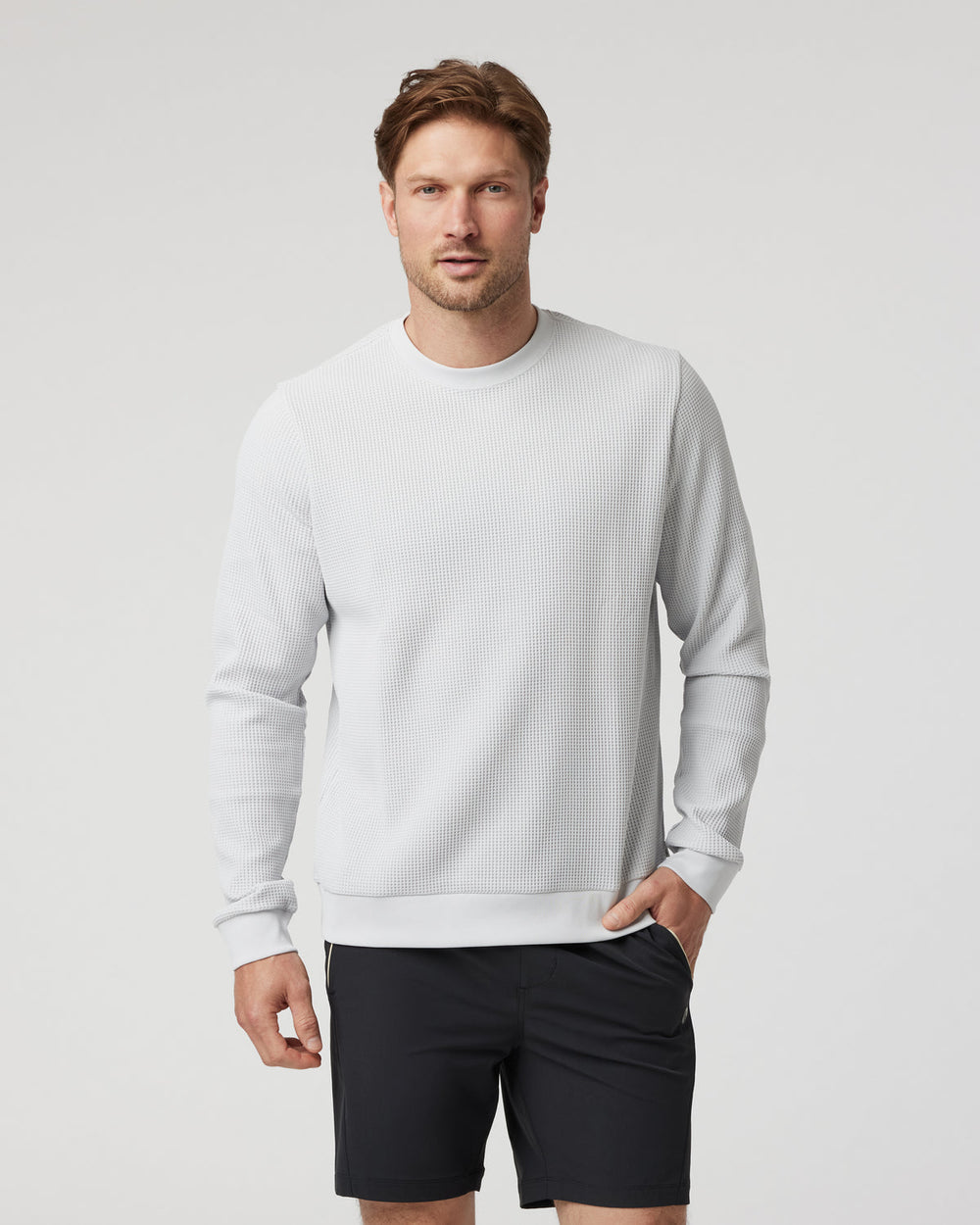 Vuori Jamestown Crew Men's Frost Grey Waffle Crewneck