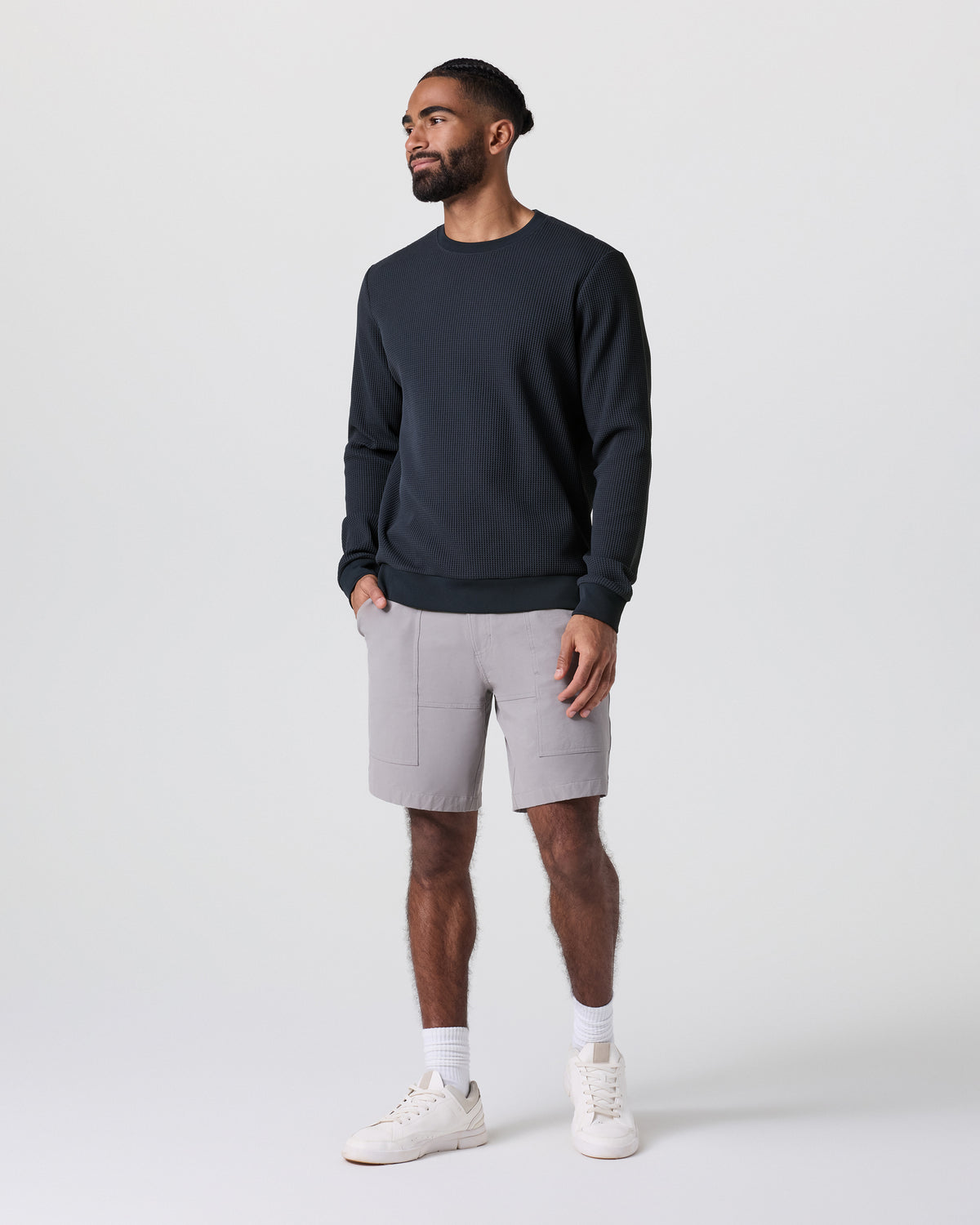 Vuori Jamestown Crew Men's Navy Waffle Crewneck