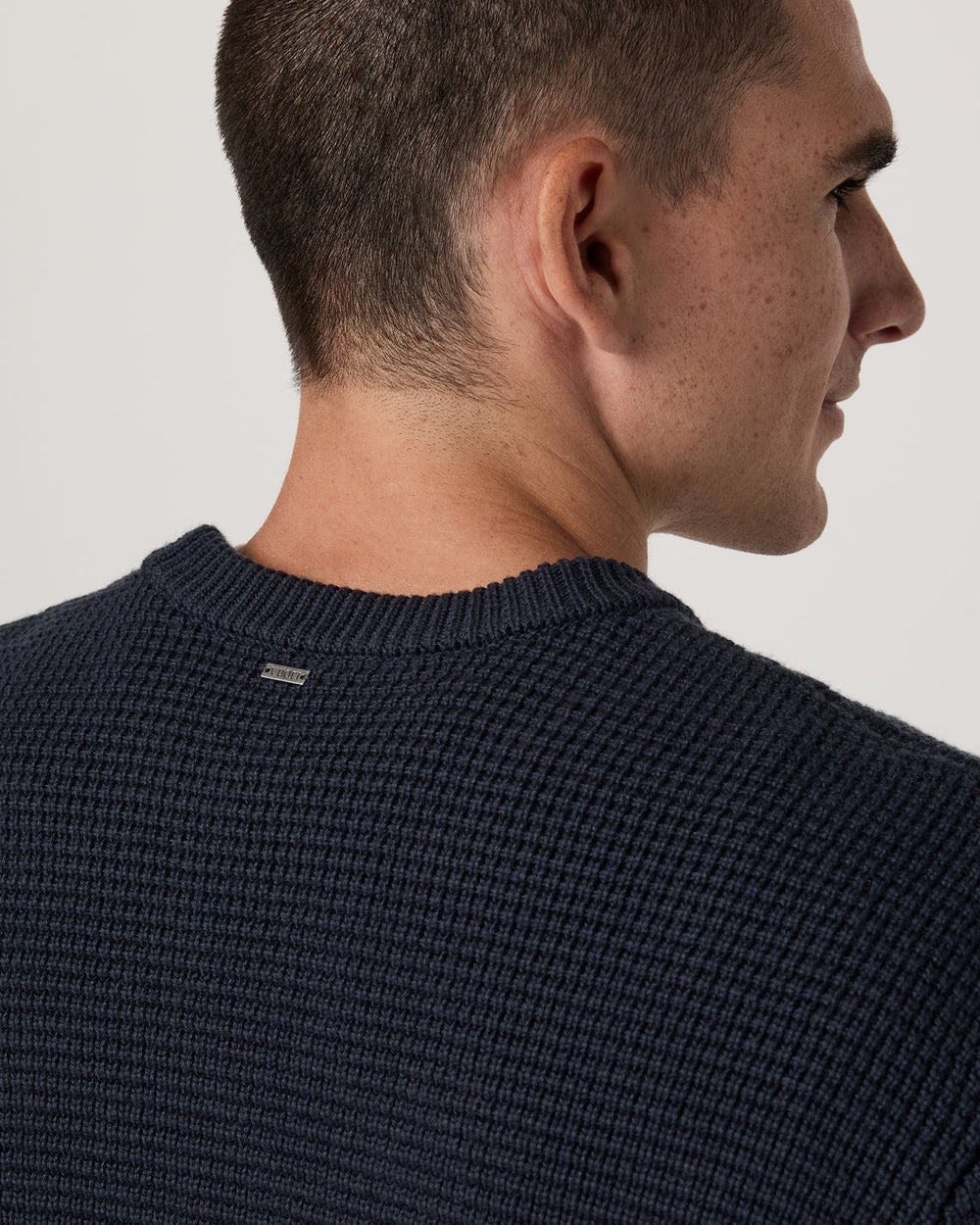 Vuori Denver Waffle Crew Sweater Men's Navy Wool Sweater