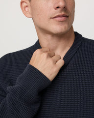 Vuori Denver Waffle Crew Sweater Men's Navy Wool Sweater
