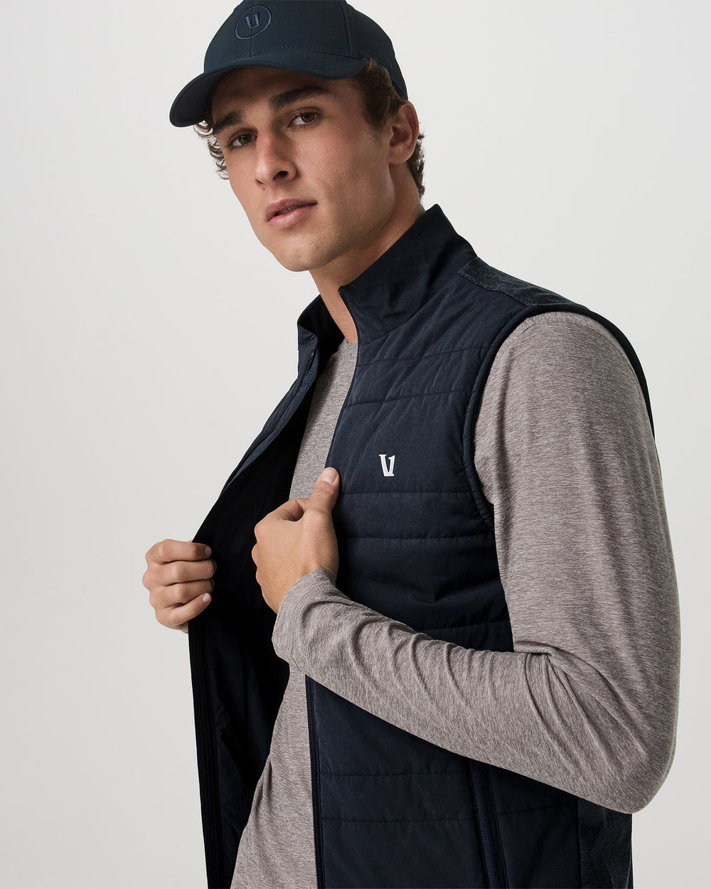 Vuori Sunday Insulated Hybrid Vest Ink Heather Training Vest