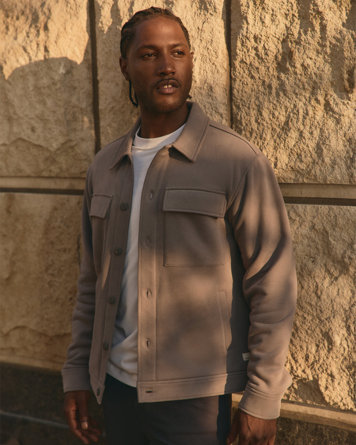 Vuori Seaside Shirt Jacket Men's Cavern Grey Lifestyle Jacket