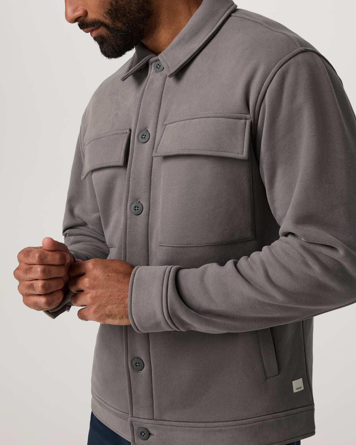 Vuori Seaside Shirt Jacket Men's Cavern Grey Lifestyle Jacket