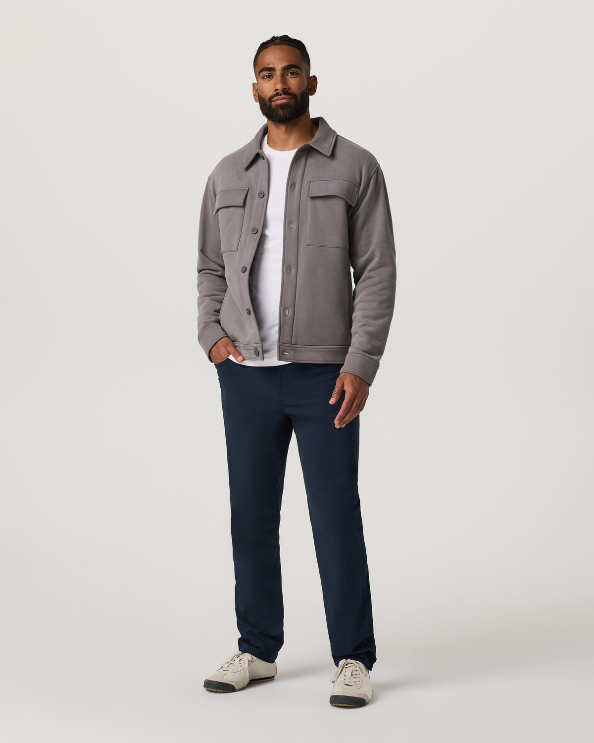 Vuori Seaside Shirt Jacket Men's Cavern Grey Lifestyle Jacket
