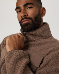 Vuori Alpine Fleece Full Zip Men's Elm Mock Neck Jacket