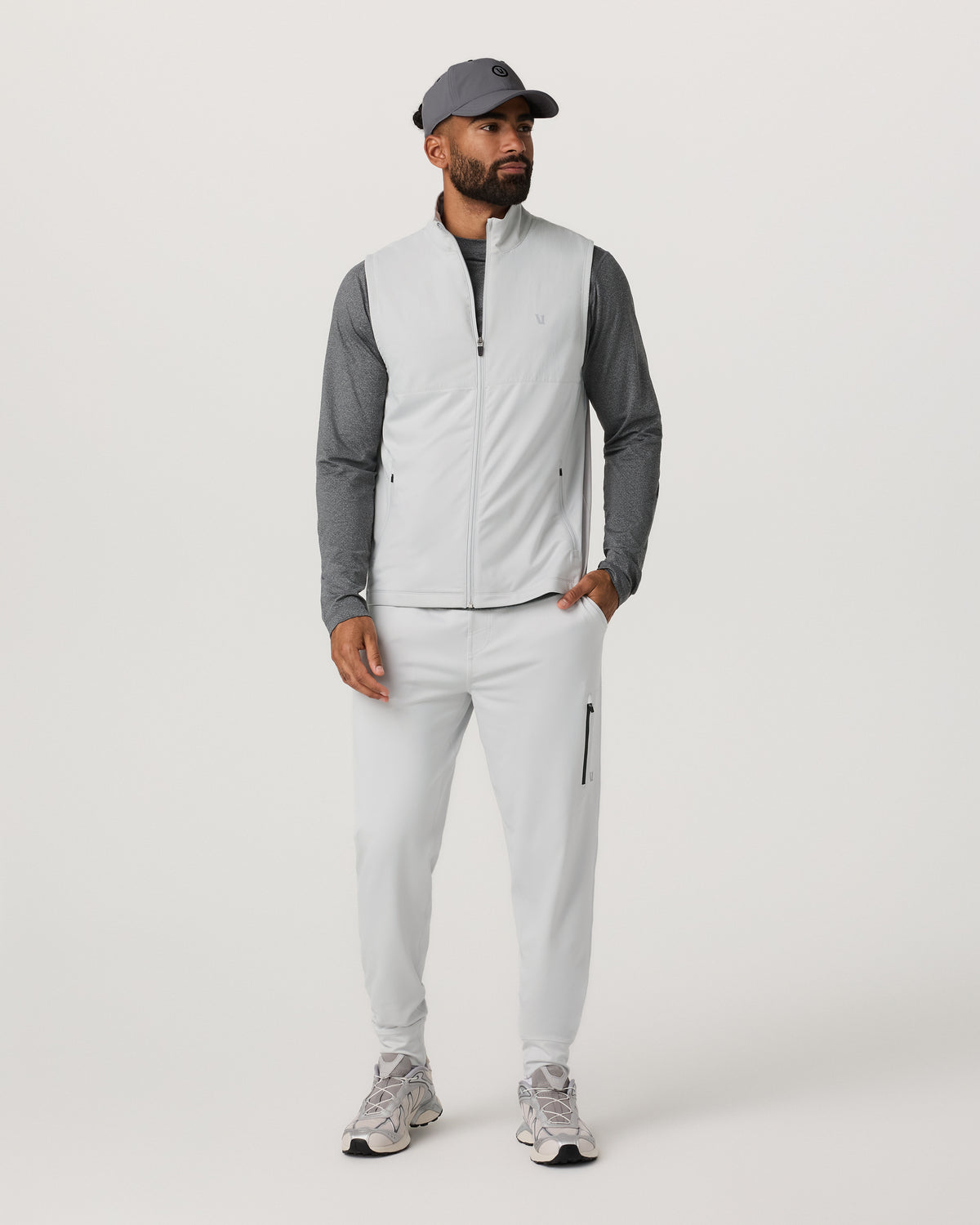 Vuori Sunday Element Vest Men's Frost Grey Full Zip Vest