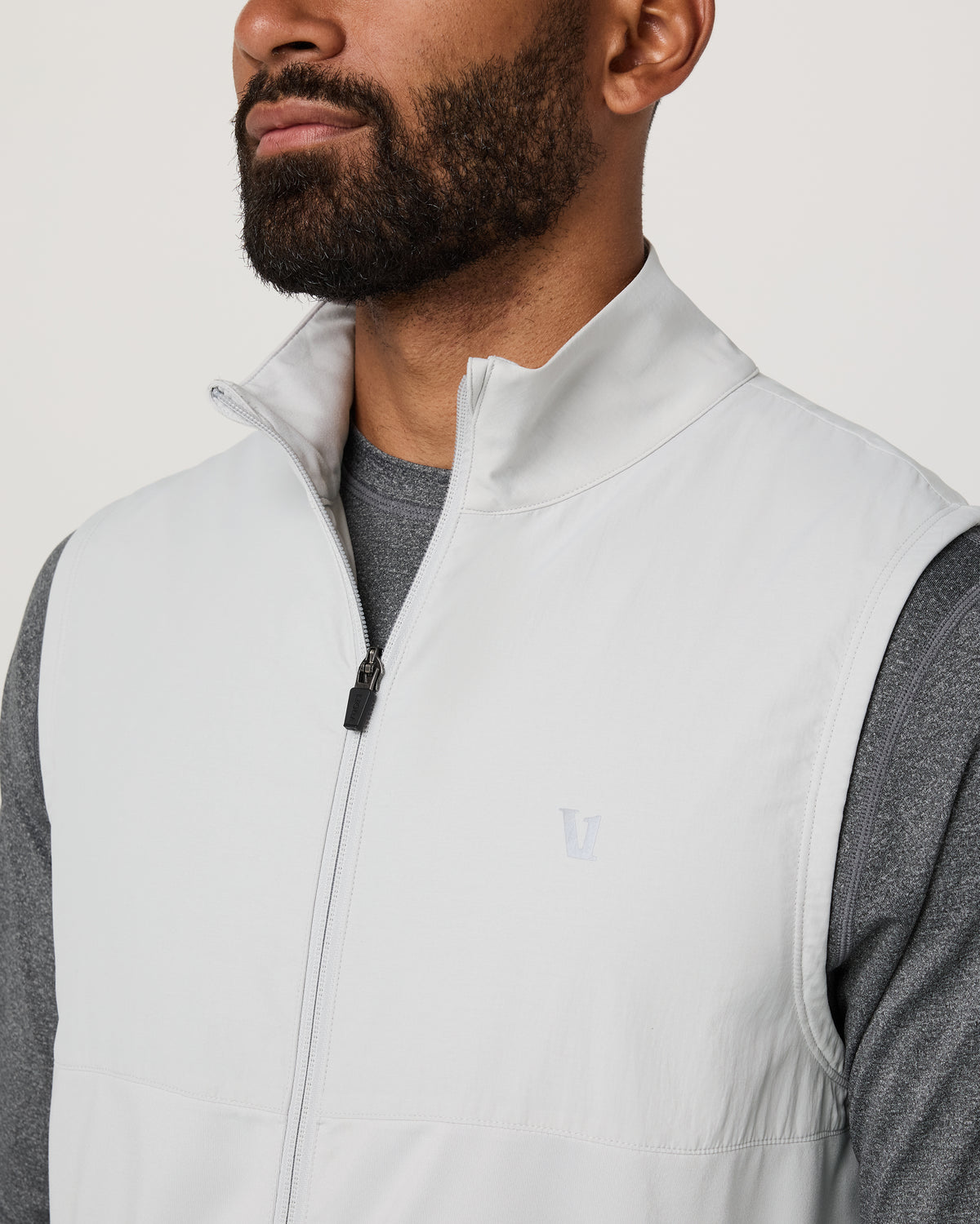 Vuori Sunday Element Vest Men's Frost Grey Full Zip Vest