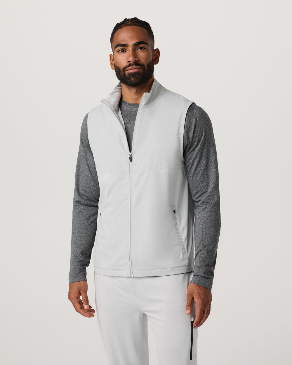 Vuori Sunday Element Vest Men's Frost Grey Full Zip Vest