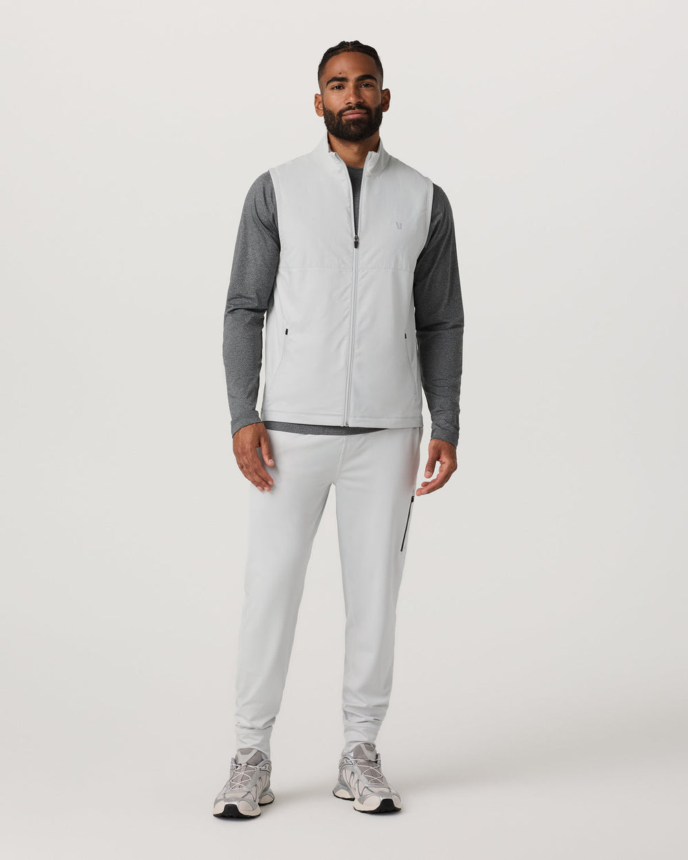 Vuori Sunday Element Vest Men's Frost Grey Full Zip Vest
