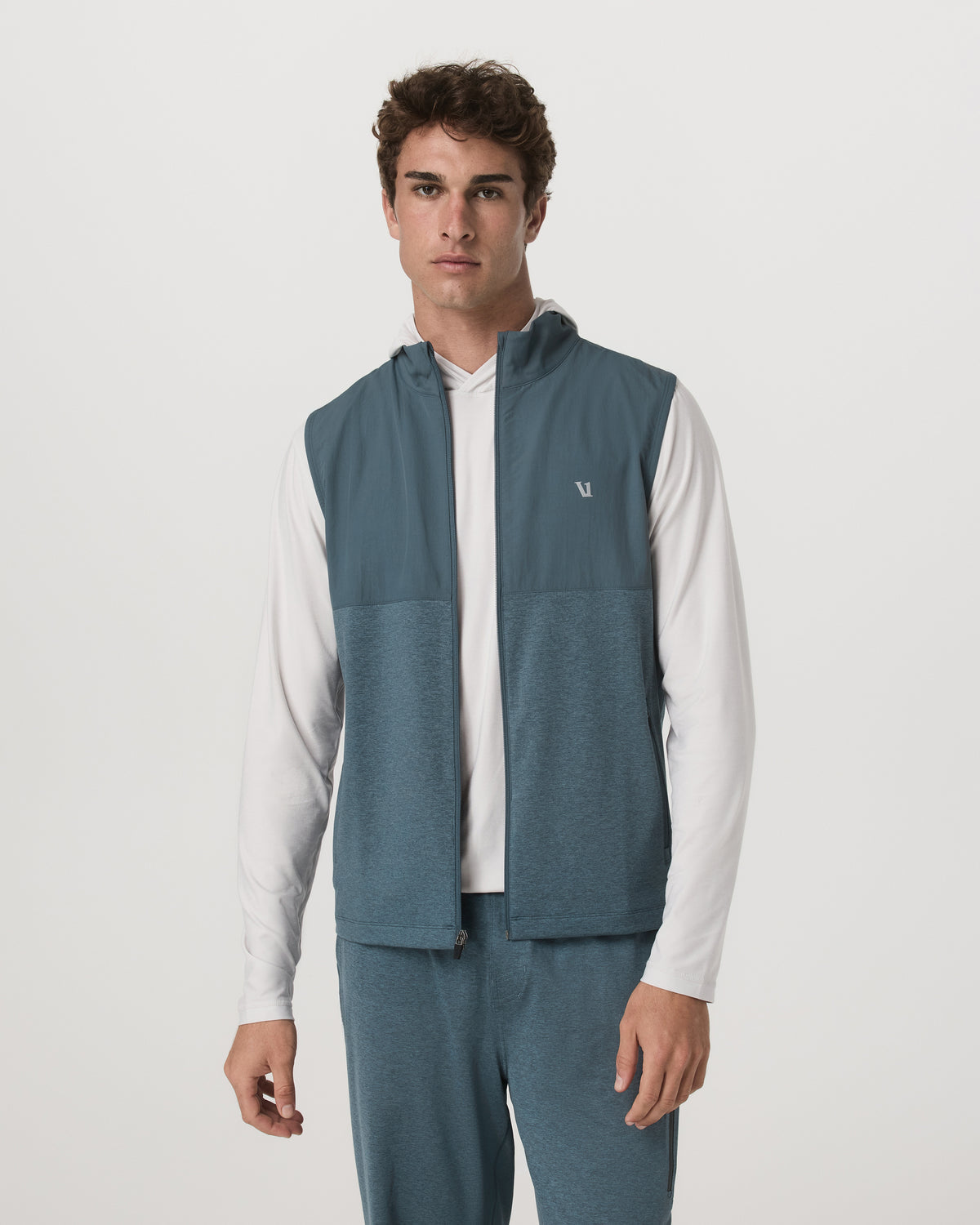 Vuori Sunday Element Vest Blue Sea Heather Full-Zip Vest