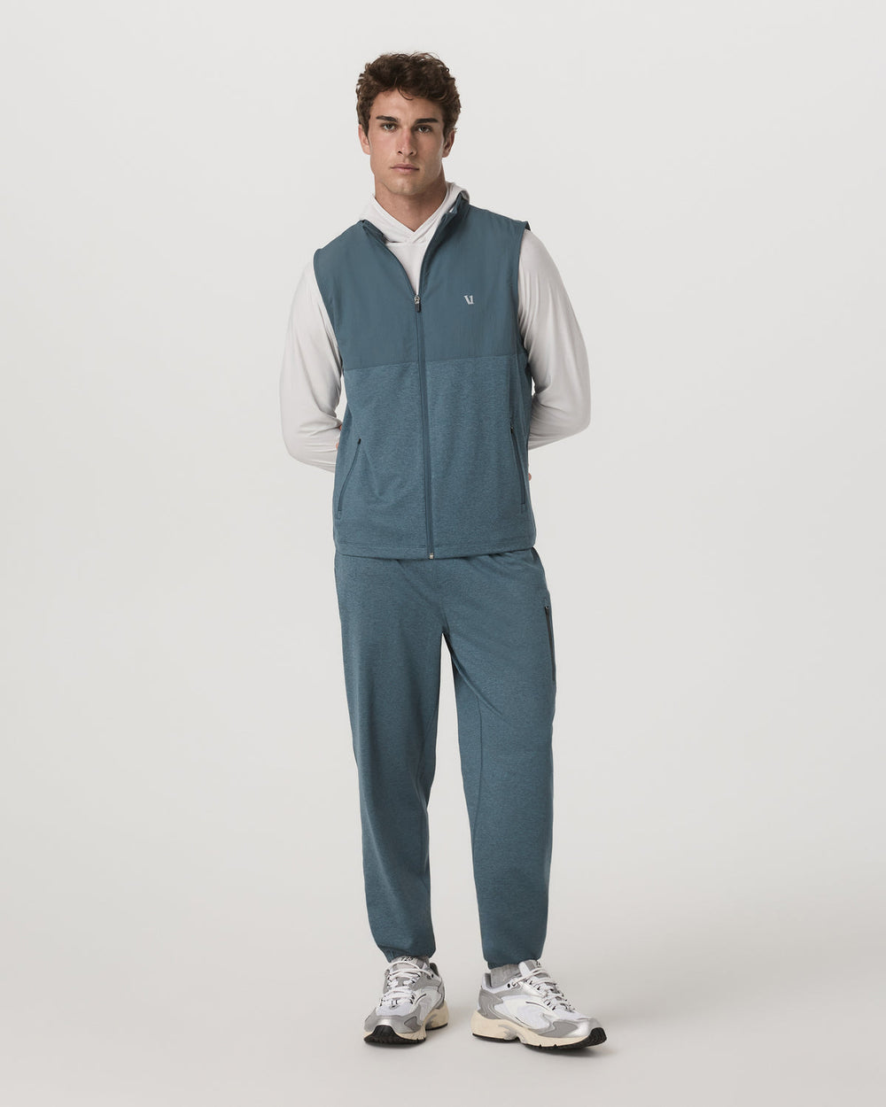 Vuori Sunday Element Vest Blue Sea Heather Full-Zip Vest