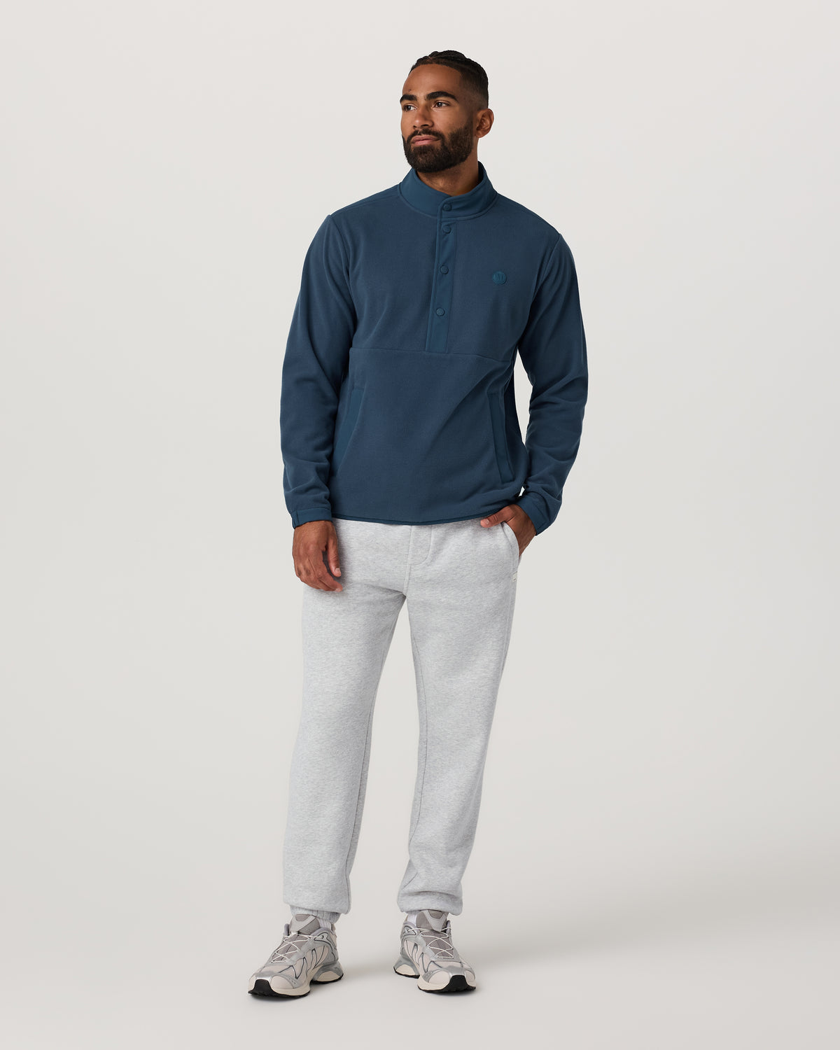 Vuori Aspen 1/2 Snap Men's Ocean Blue Mock-Neck Pullover