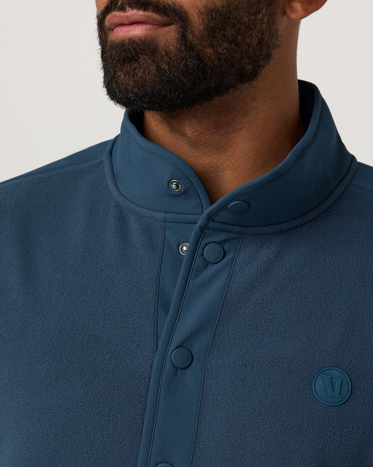 Vuori Aspen 1/2 Snap Men's Ocean Blue Mock-Neck Pullover