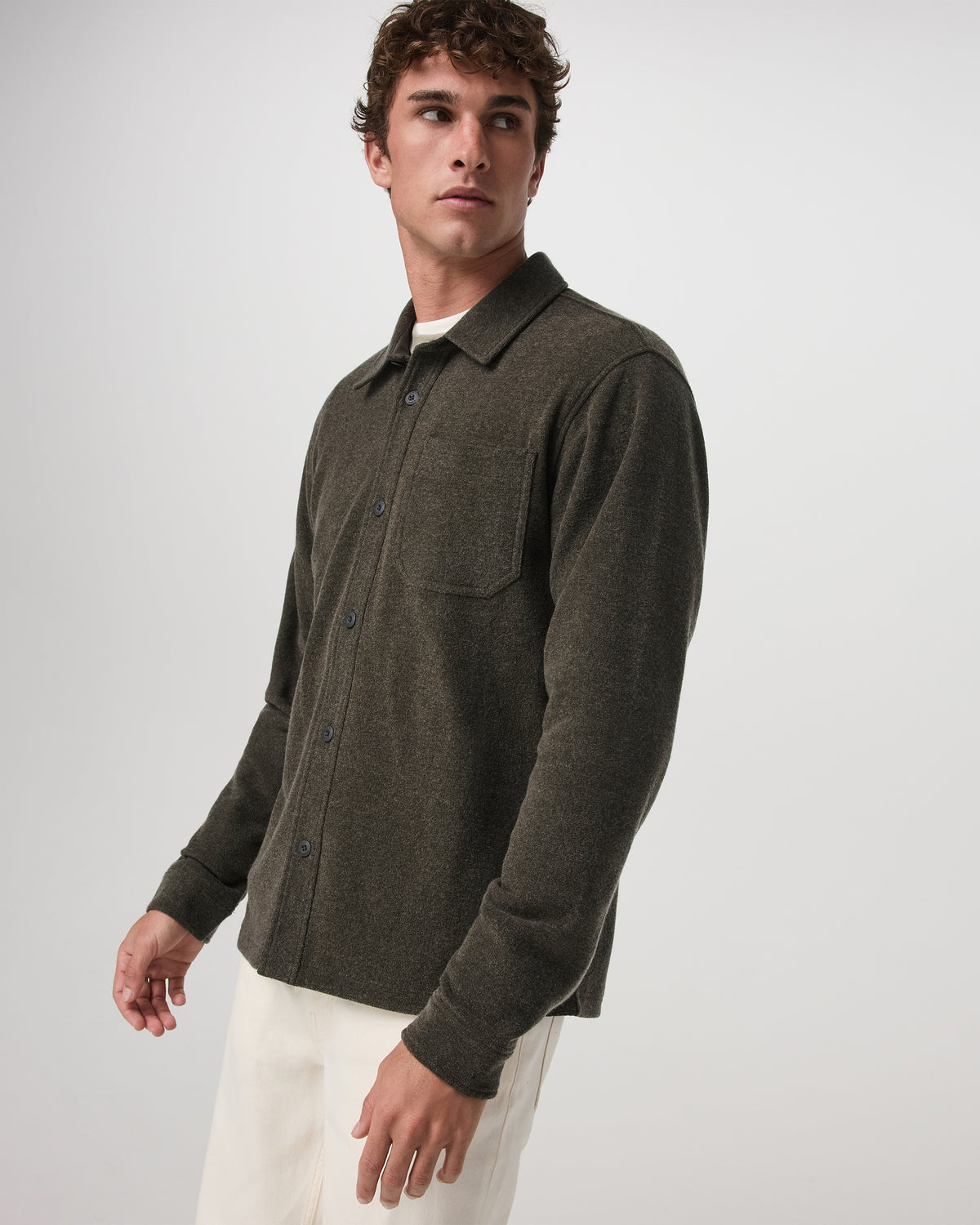 Vuori Beach Fleece Shirt Jacket Dark Oregano Heather Jacket