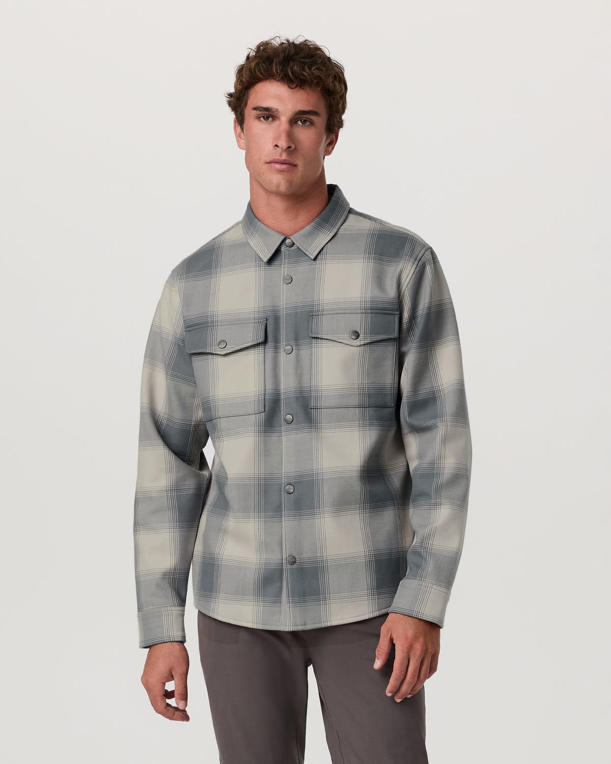 Vuori Range Shirt Jacket 2.0 Men's Mushroom Plaid Jacket