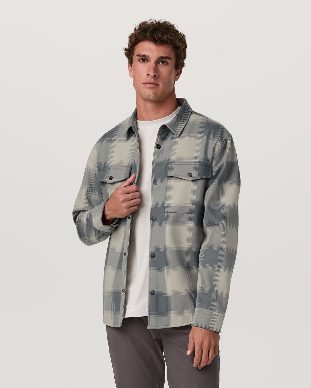 Vuori Range Shirt Jacket 2.0 Men's Mushroom Plaid Jacket