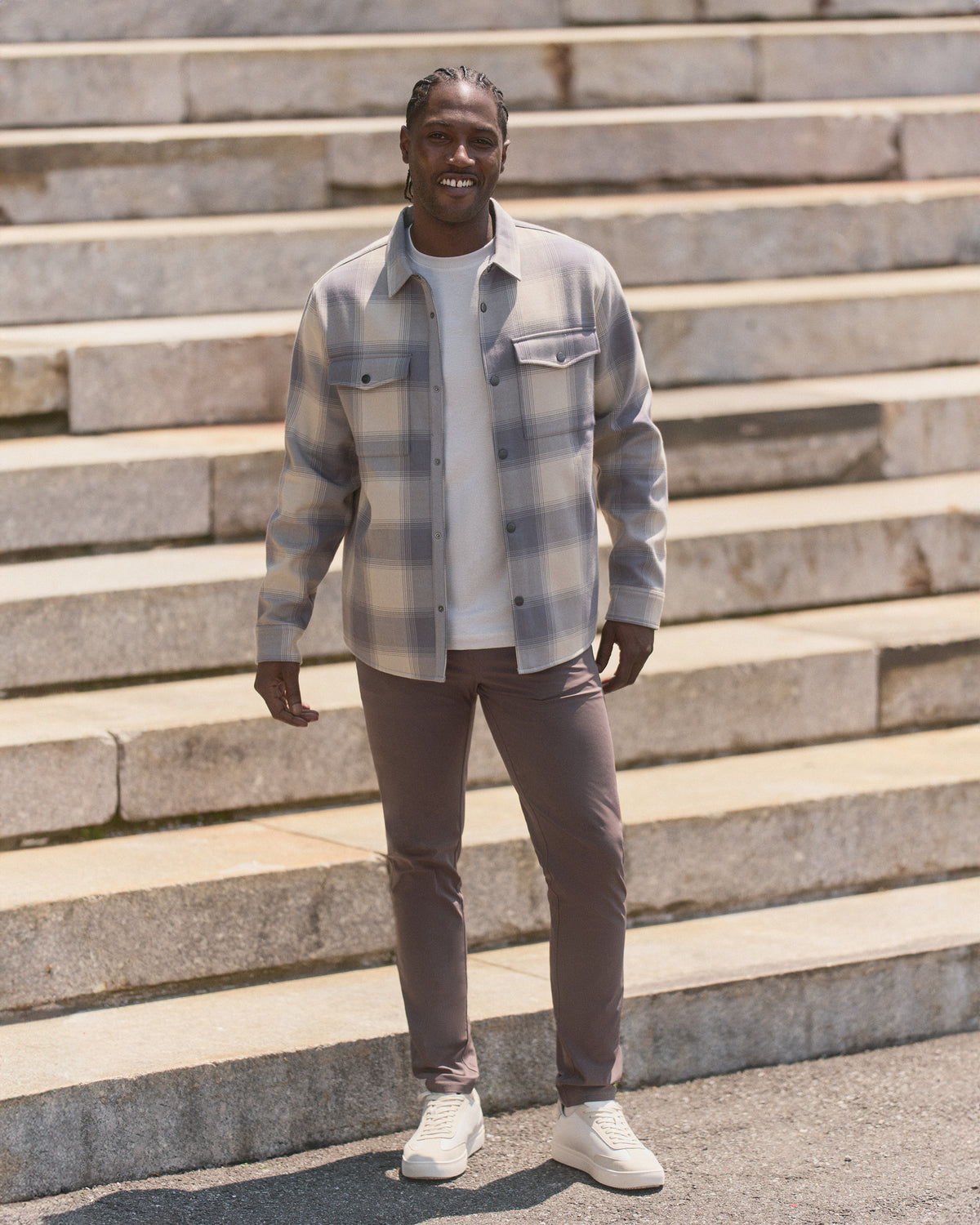Vuori Range Shirt Jacket 2.0 Men's Mushroom Plaid Jacket