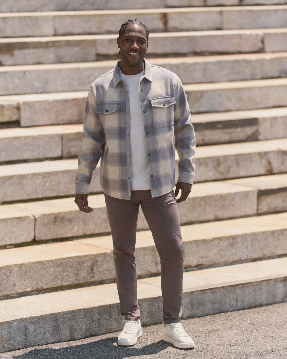 Vuori Range Shirt Jacket 2.0 Men's Mushroom Plaid Jacket