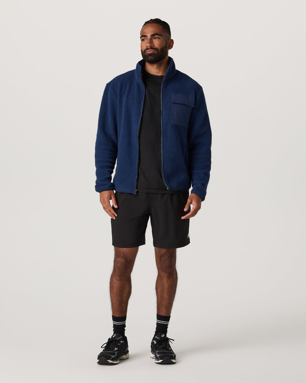 Vuori Alpine Fleece Full Zip Men's Blue Coast Mock Neck Jacket