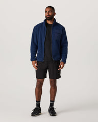 Vuori Alpine Fleece Full Zip Men's Blue Coast Mock Neck Jacket