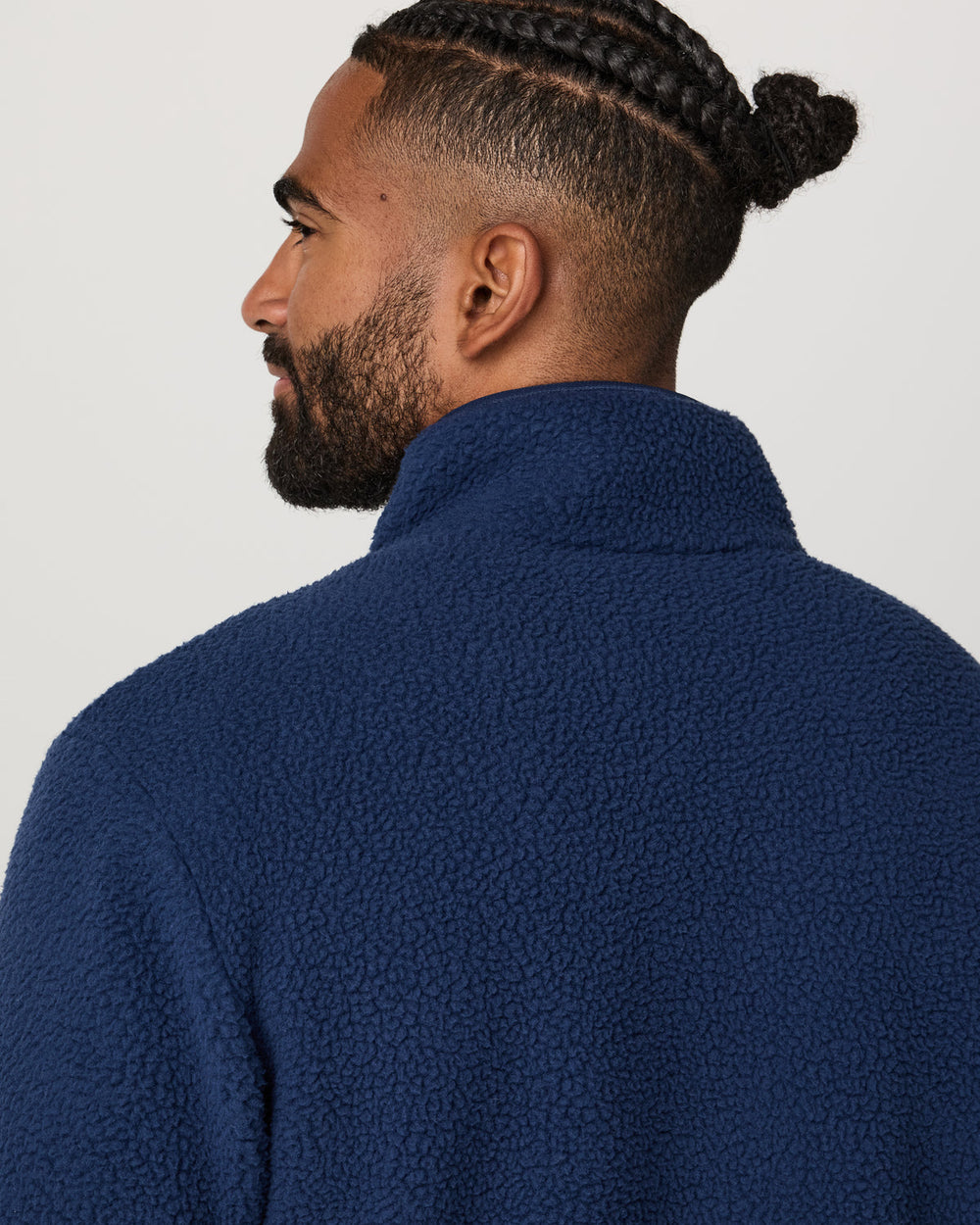 Vuori Alpine Fleece Full Zip Men's Blue Coast Mock Neck Jacket
