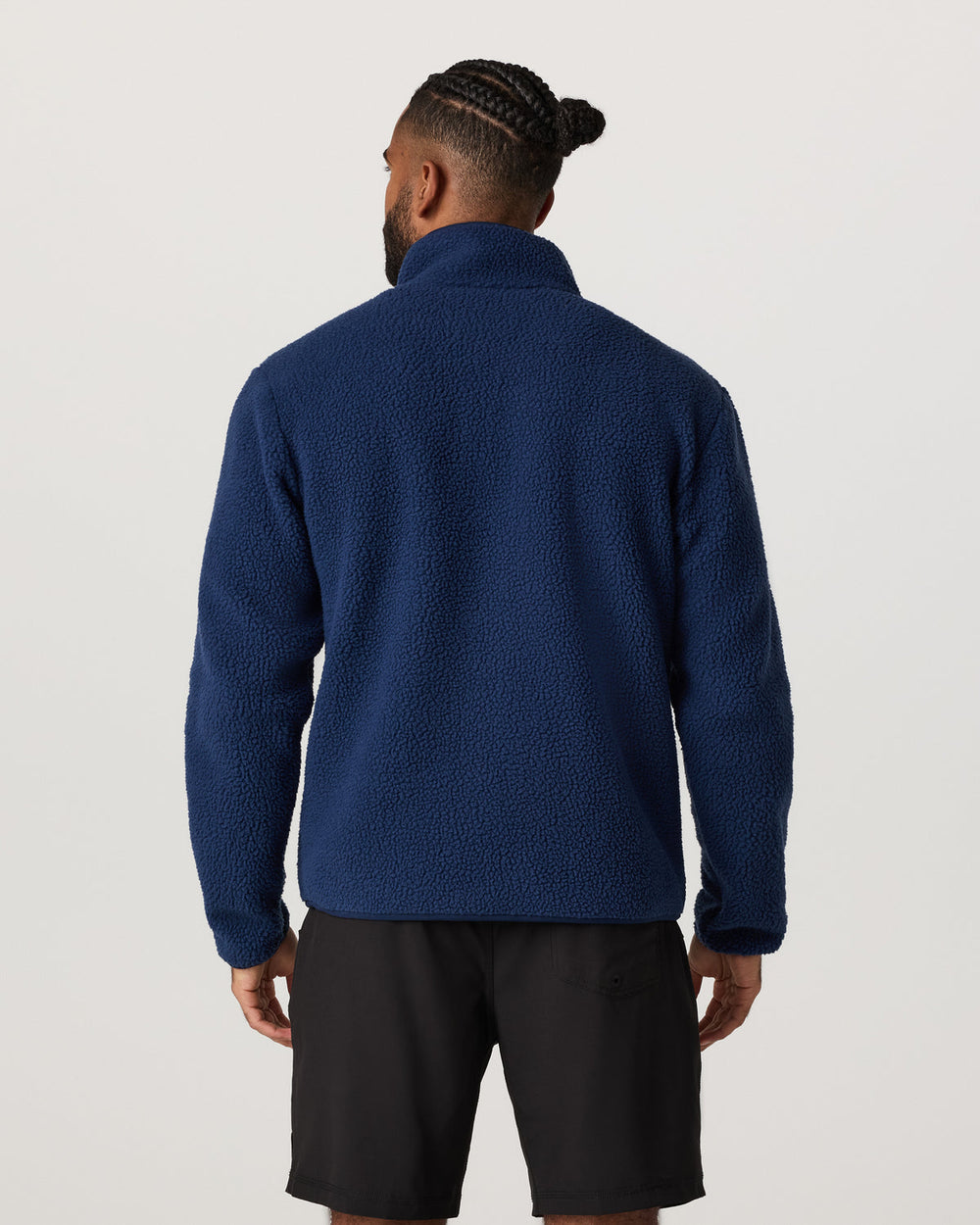 Vuori Alpine Fleece Full Zip Men's Blue Coast Mock Neck Jacket