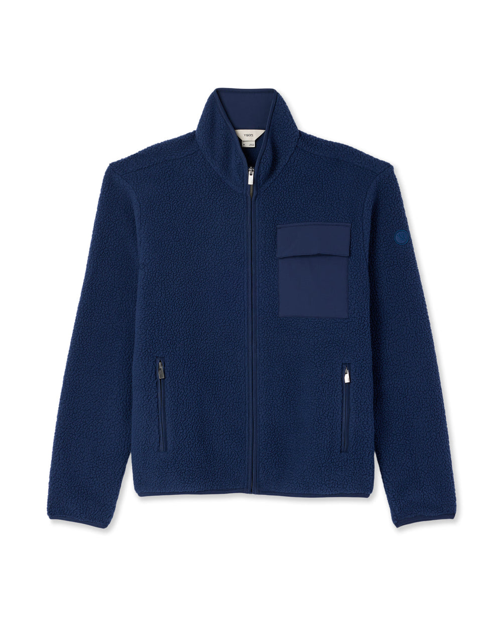Vuori Alpine Fleece Full Zip Men's Blue Coast Mock Neck Jacket