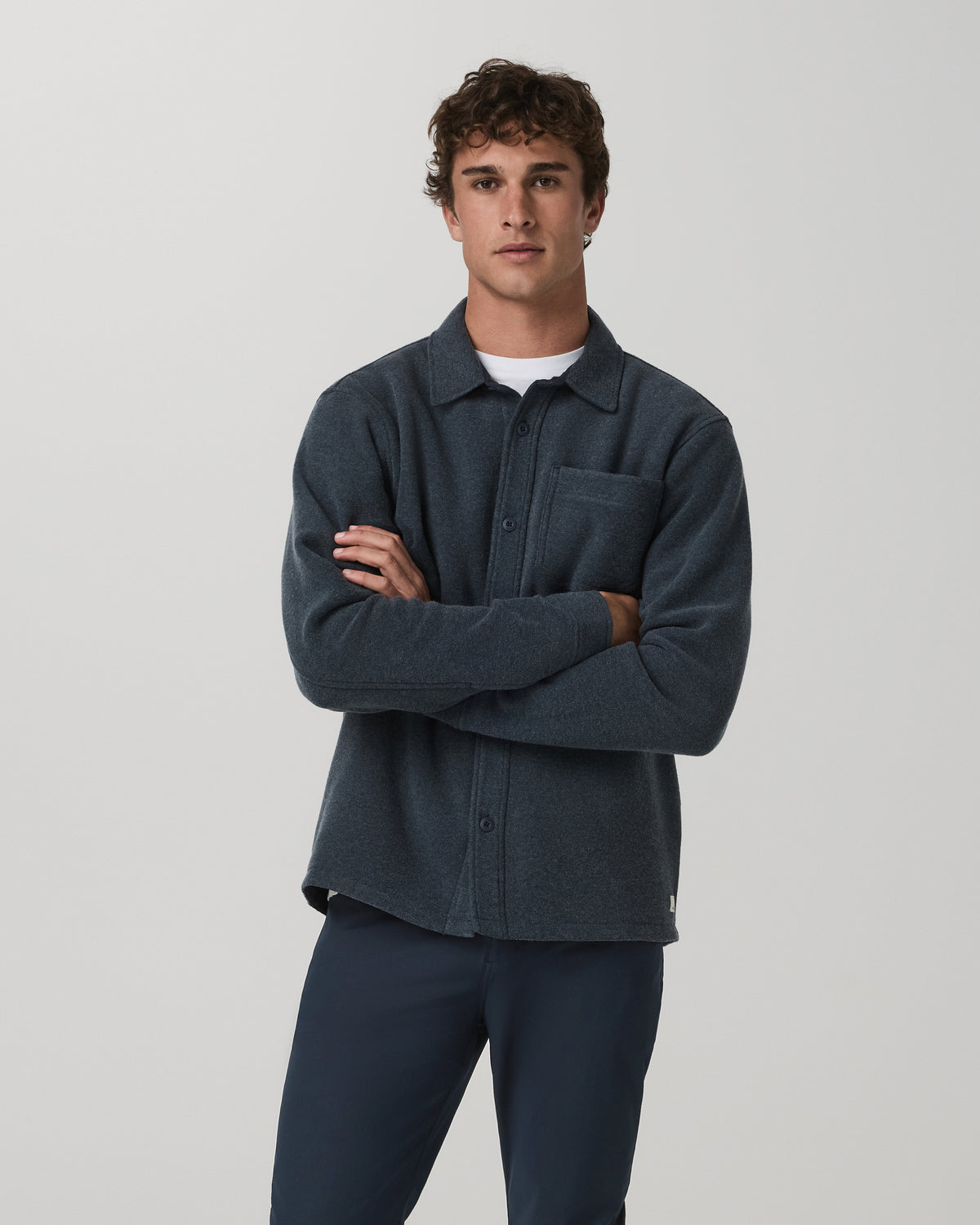 Vuori Beach Fleece Shirt Jacket Men's Ink Heather Jacket