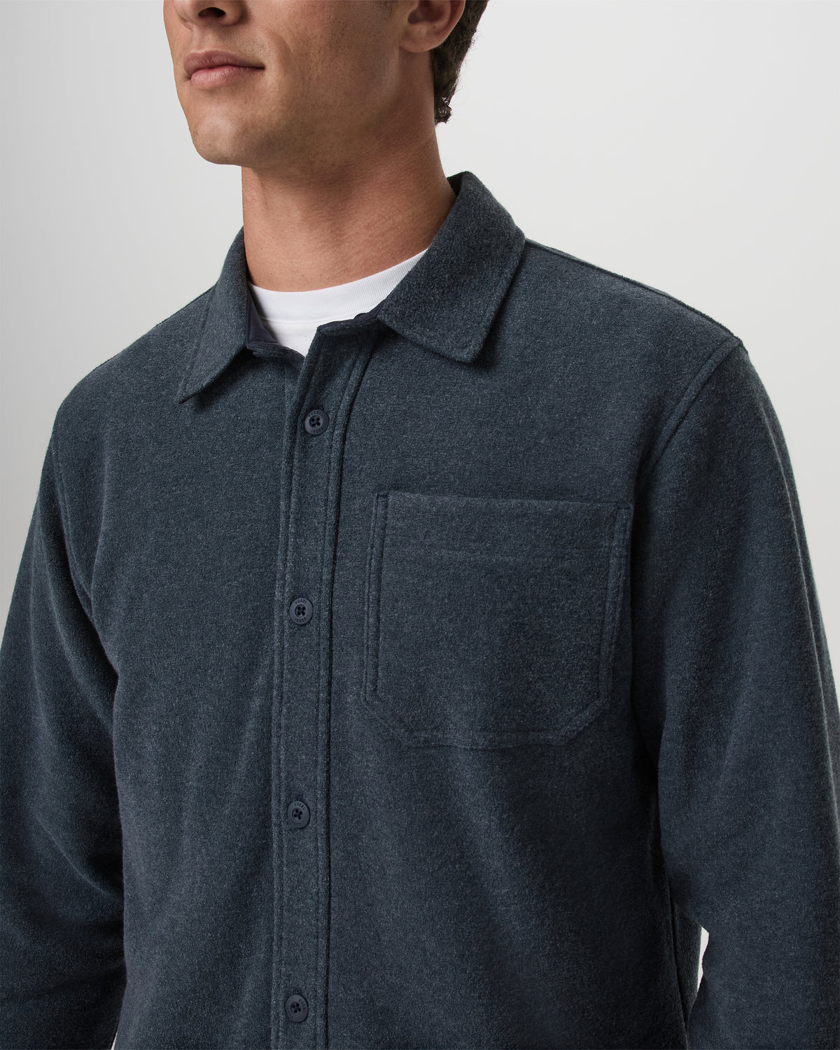 Vuori Beach Fleece Shirt Jacket Men's Ink Heather Jacket
