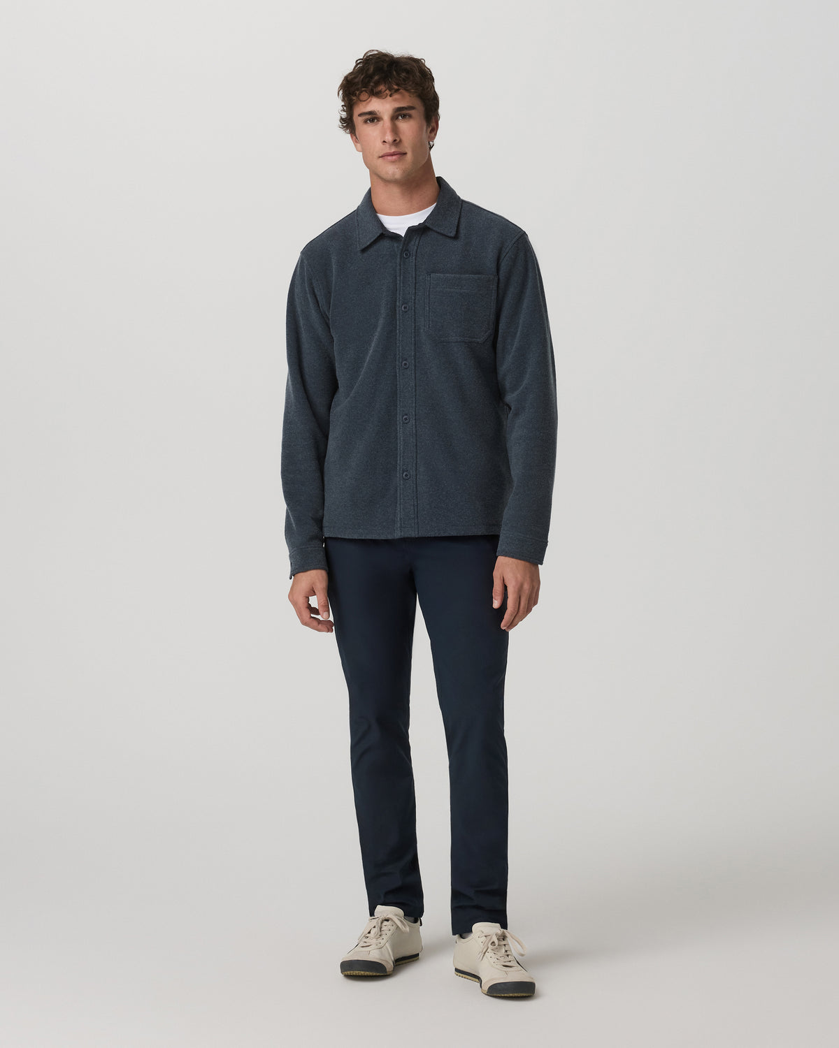 Vuori Beach Fleece Shirt Jacket Men's Ink Heather Jacket
