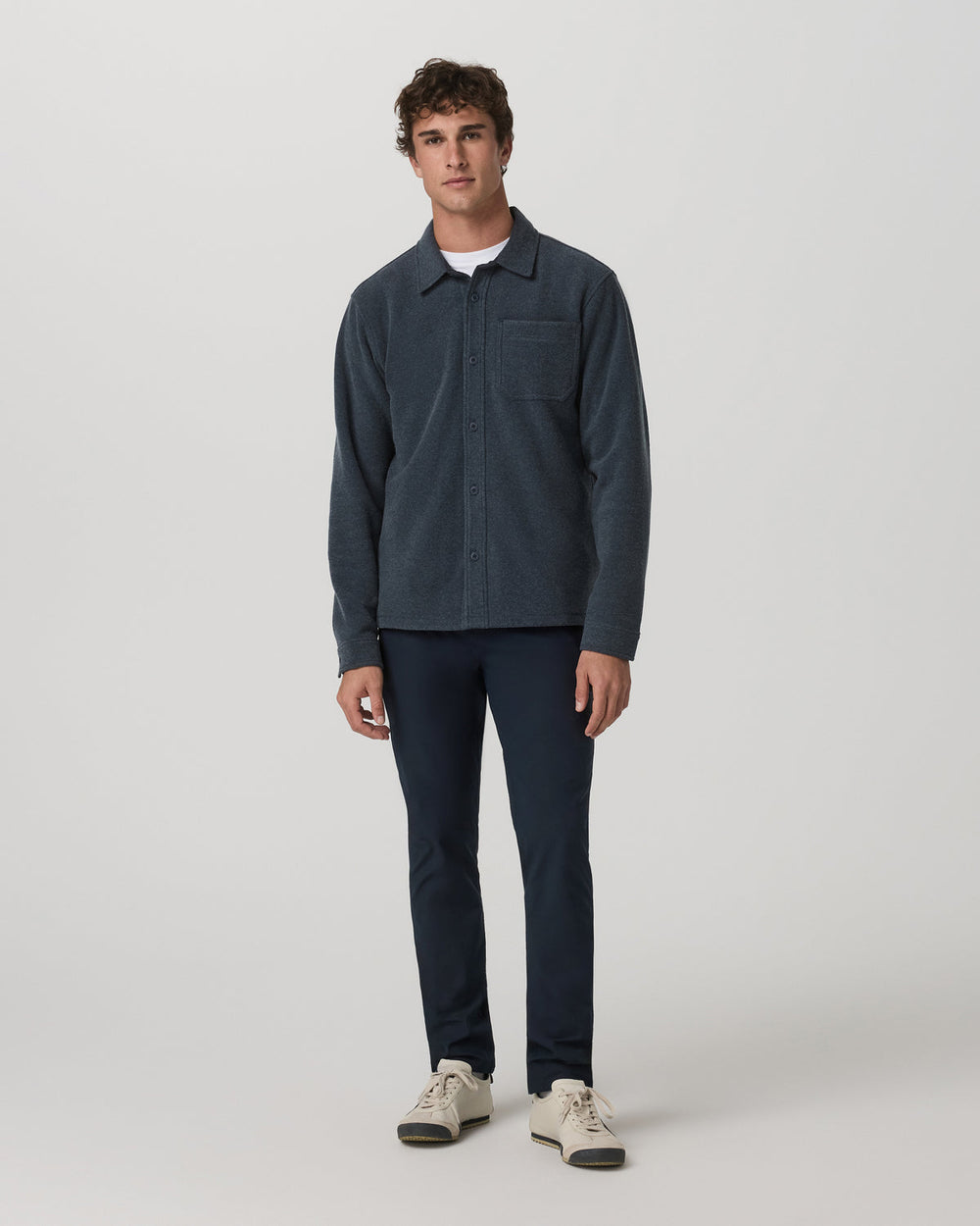 Vuori Beach Fleece Shirt Jacket Men's Ink Heather Jacket