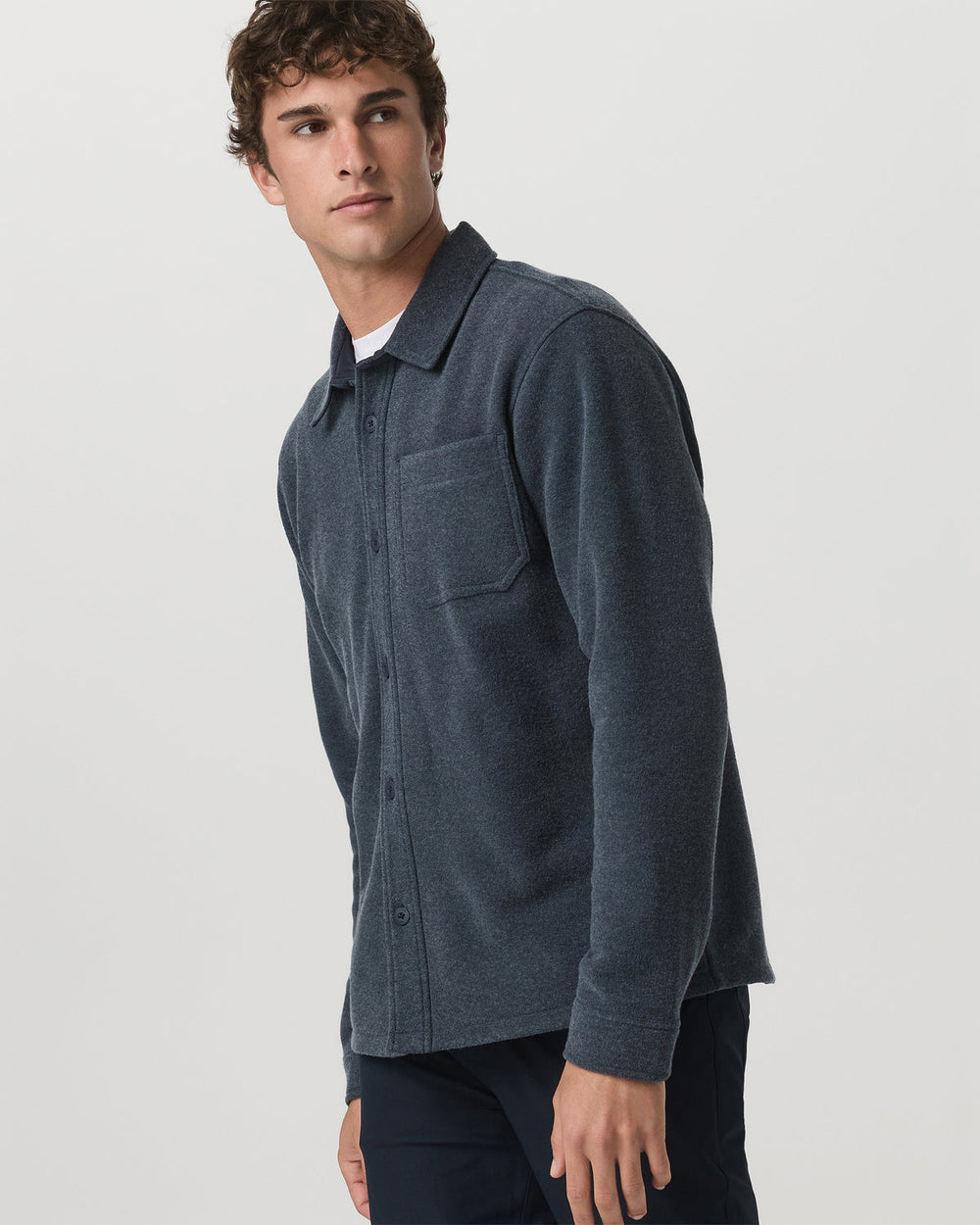 Vuori Beach Fleece Shirt Jacket Men's Ink Heather Jacket
