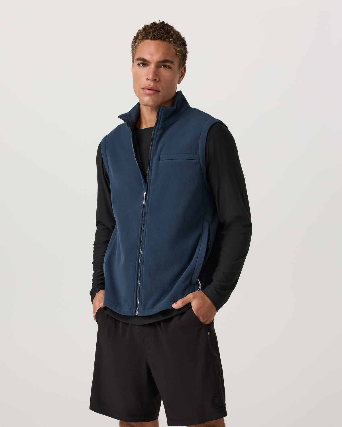 Vuori Aspen Vest Men's Ocean Blue Zip-Up Fleece Vest