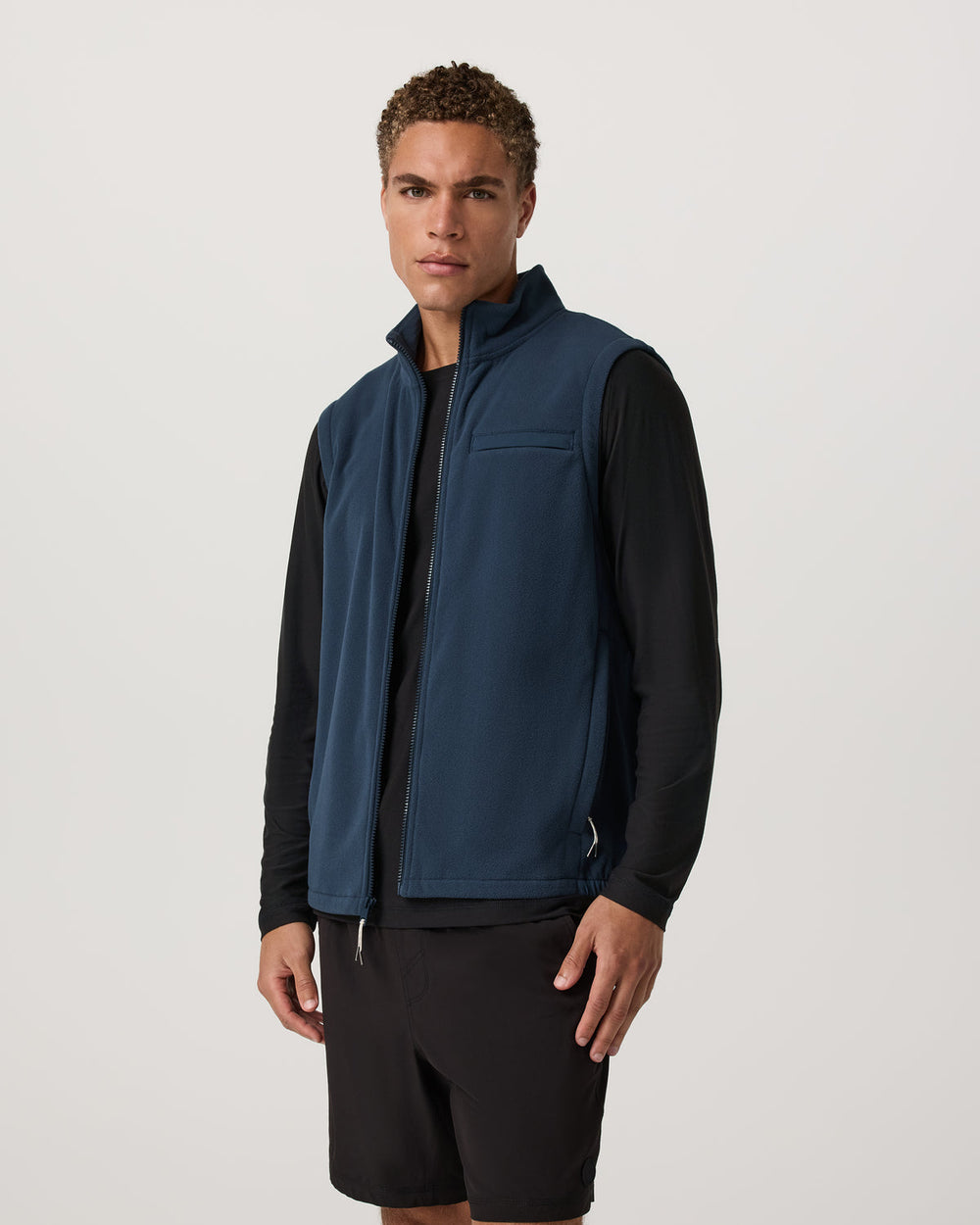Vuori Aspen Vest Men's Ocean Blue Zip-Up Fleece Vest