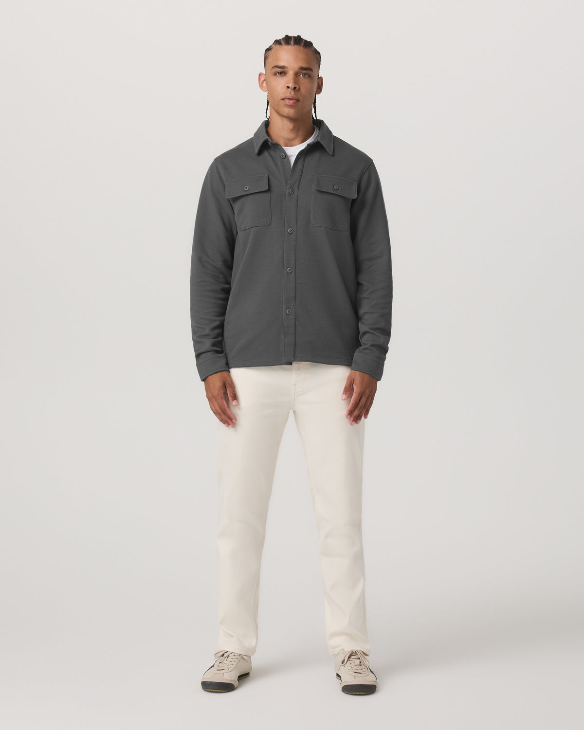 Vuori Waffle Shirt Jacket Men's Versatile Dark Pewter Jacket