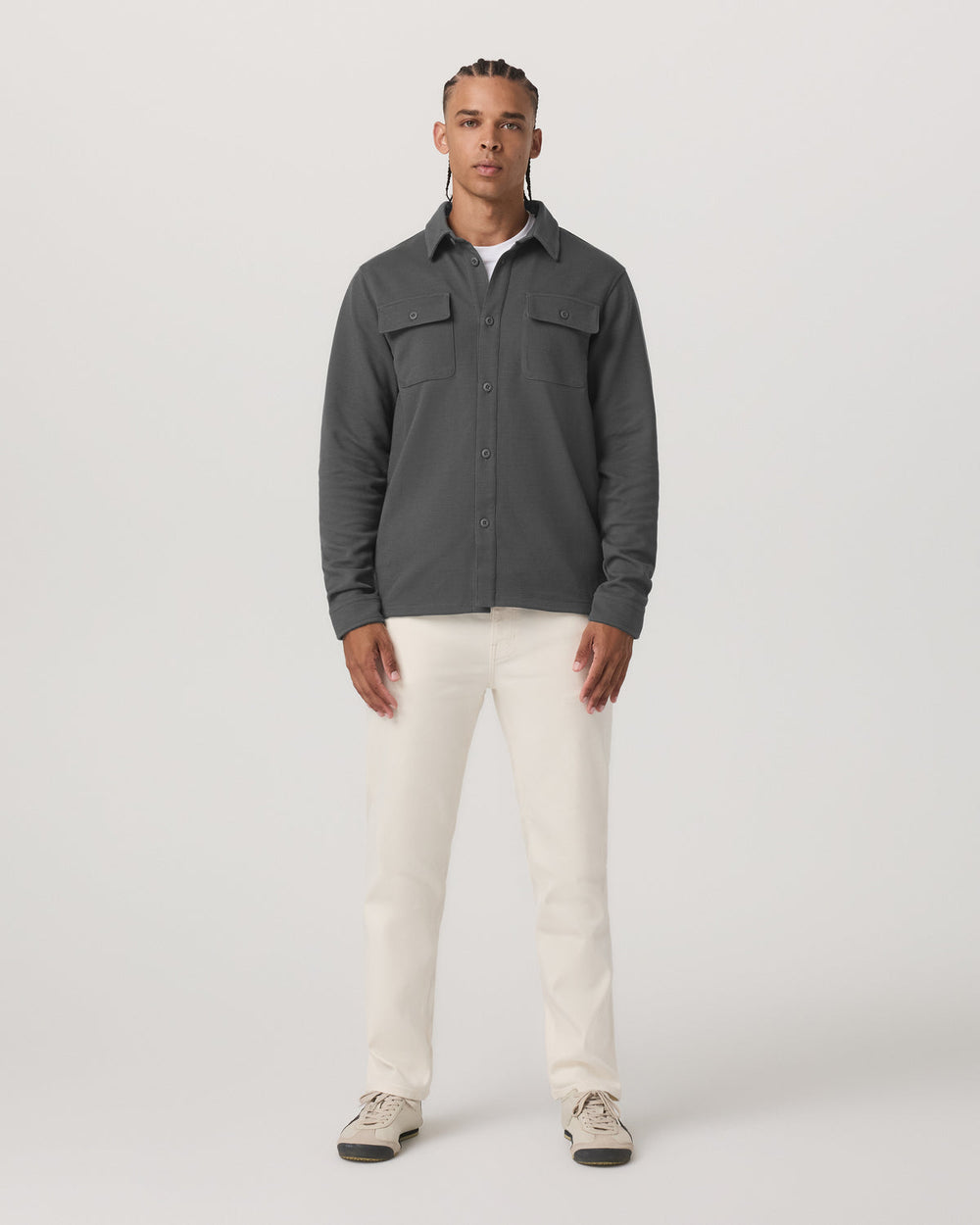 Vuori Waffle Shirt Jacket Men's Versatile Dark Pewter Jacket