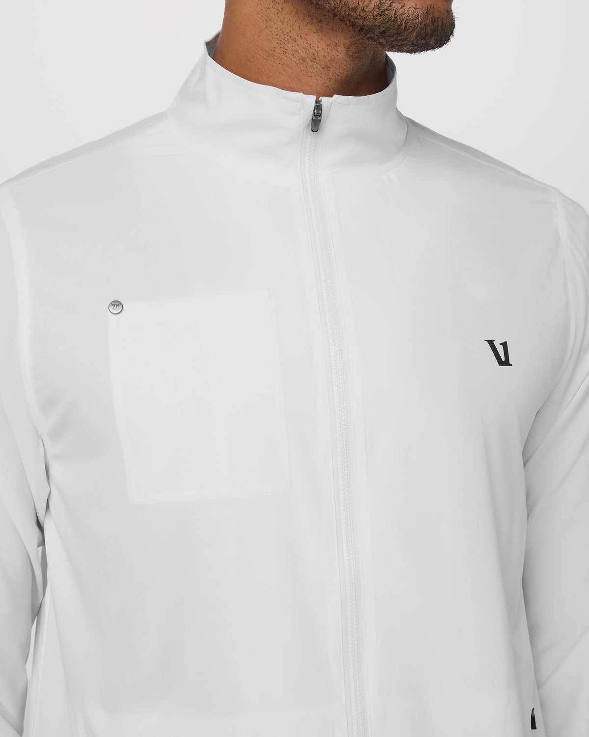 Vuori Venture Track Jacket Men's White Logo Graphic Jacket