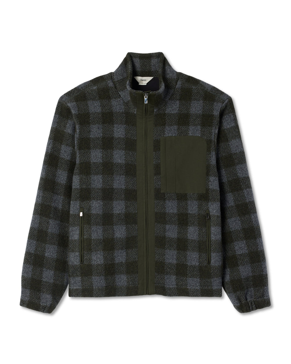 Vuori Ridge Fleece Jacket Men's Olive Plaid Zip-Up