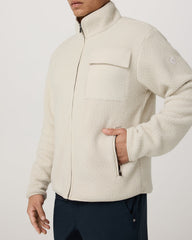 Vuori Alpine Fleece Full Zip Men's Bone Mock Neck Jacket