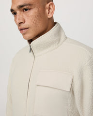 Vuori Alpine Fleece Full Zip Men's Bone Mock Neck Jacket