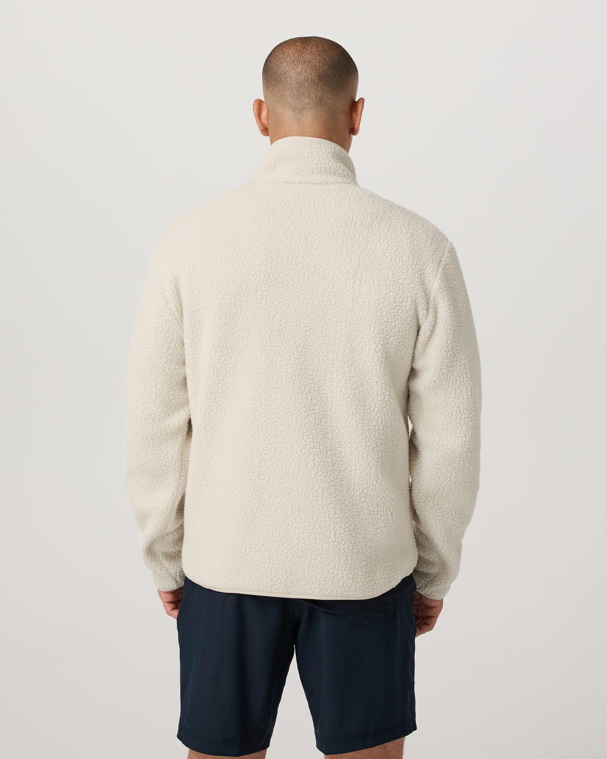 Vuori Alpine Fleece Full Zip Men's Bone Mock Neck Jacket