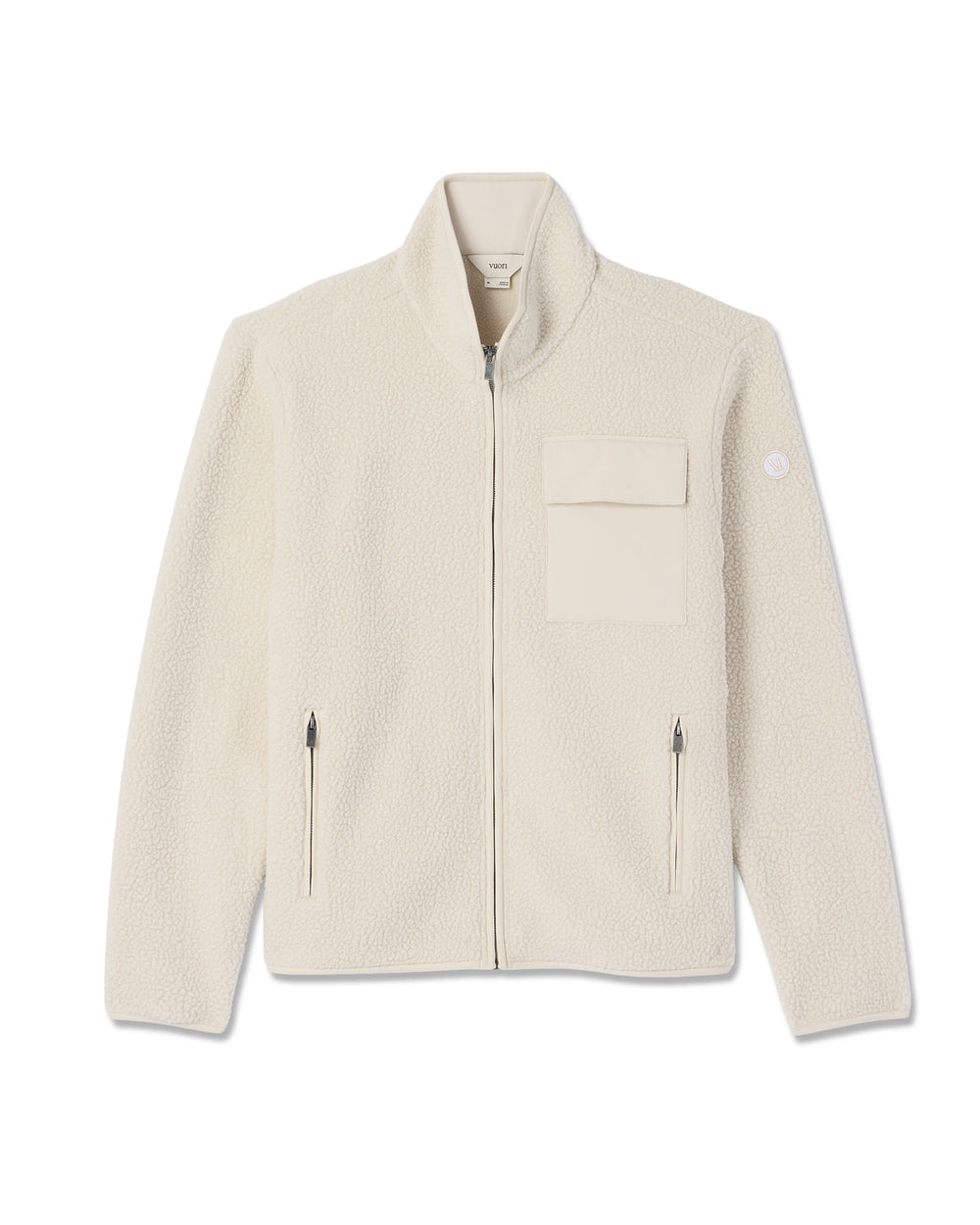 Vuori Alpine Fleece Full Zip Men's Bone Mock Neck Jacket