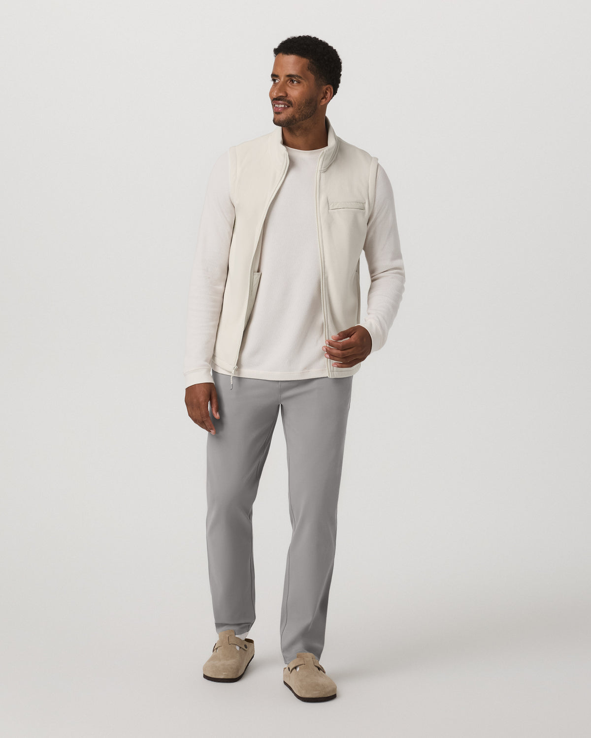Vuori Aspen Vest Men's Mushroom Zip-Up Fleece Vest