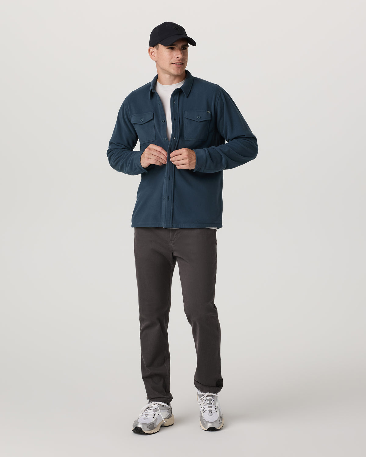 Vuori Aspen Shirt Jacket Men's Ocean Blue Fleece Shirt Jacket