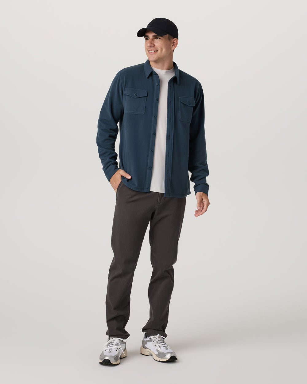 Vuori Aspen Shirt Jacket Men's Ocean Blue Fleece Shirt Jacket